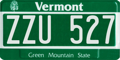 VT license plate ZZU527