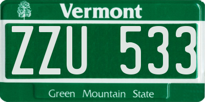 VT license plate ZZU533