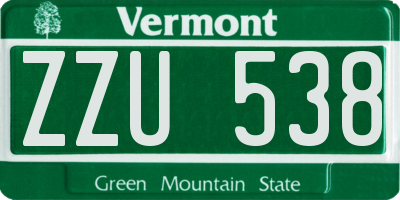 VT license plate ZZU538