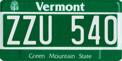 VT license plate ZZU540