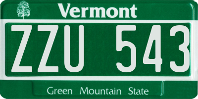 VT license plate ZZU543