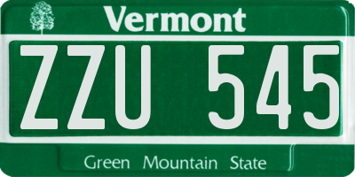 VT license plate ZZU545