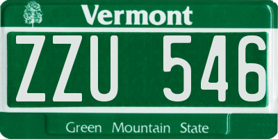 VT license plate ZZU546