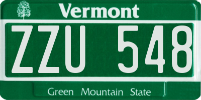 VT license plate ZZU548