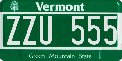 VT license plate ZZU555