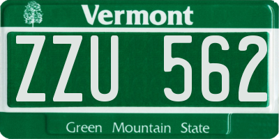 VT license plate ZZU562
