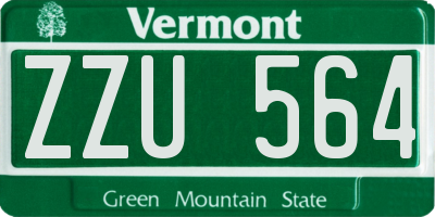 VT license plate ZZU564