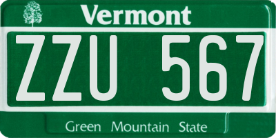 VT license plate ZZU567