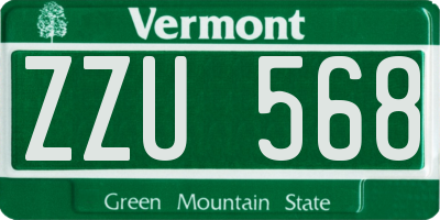 VT license plate ZZU568