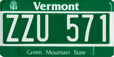 VT license plate ZZU571