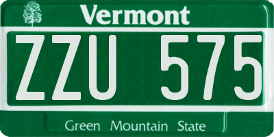 VT license plate ZZU575