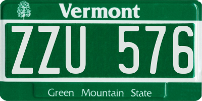 VT license plate ZZU576