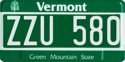 VT license plate ZZU580