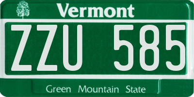 VT license plate ZZU585