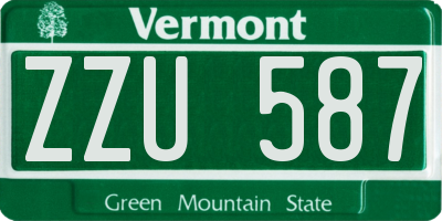 VT license plate ZZU587