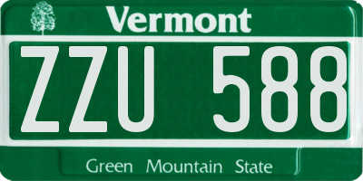 VT license plate ZZU588