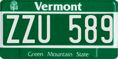 VT license plate ZZU589