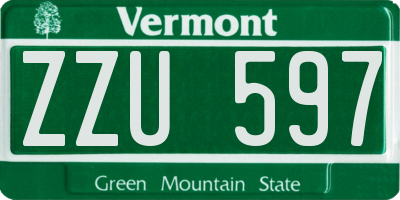 VT license plate ZZU597