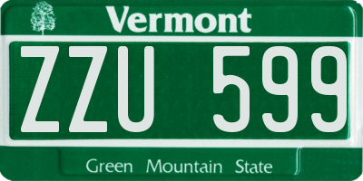 VT license plate ZZU599