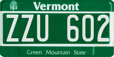 VT license plate ZZU602