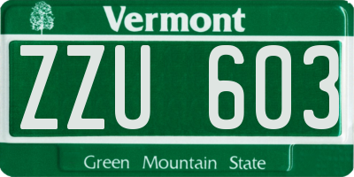 VT license plate ZZU603