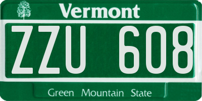 VT license plate ZZU608