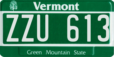 VT license plate ZZU613
