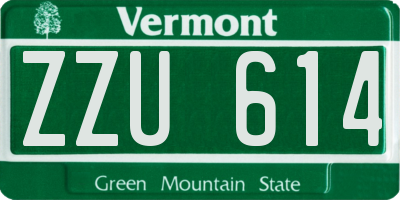 VT license plate ZZU614