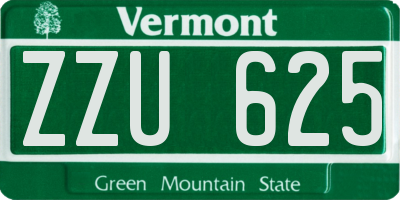 VT license plate ZZU625