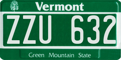 VT license plate ZZU632