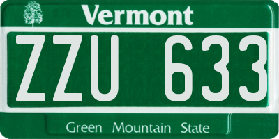 VT license plate ZZU633