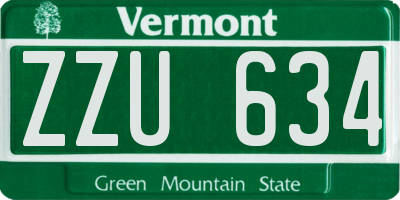 VT license plate ZZU634