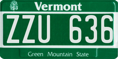 VT license plate ZZU636