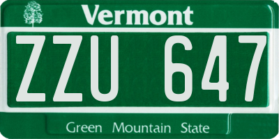 VT license plate ZZU647