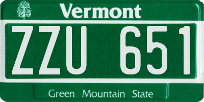 VT license plate ZZU651