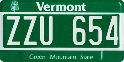 VT license plate ZZU654