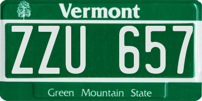 VT license plate ZZU657