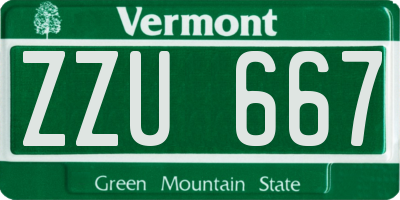 VT license plate ZZU667
