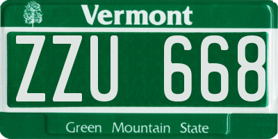 VT license plate ZZU668
