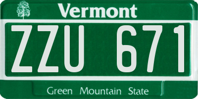 VT license plate ZZU671