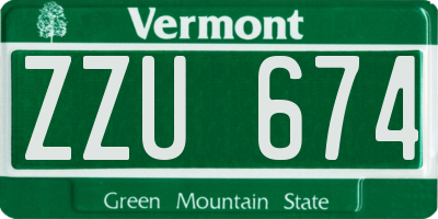 VT license plate ZZU674