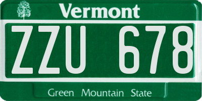 VT license plate ZZU678