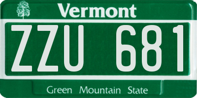 VT license plate ZZU681