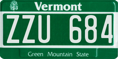 VT license plate ZZU684