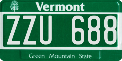VT license plate ZZU688