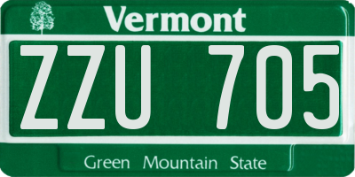 VT license plate ZZU705