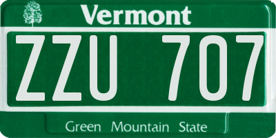 VT license plate ZZU707