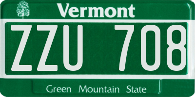 VT license plate ZZU708