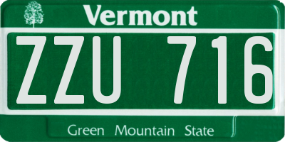VT license plate ZZU716