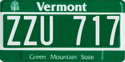 VT license plate ZZU717